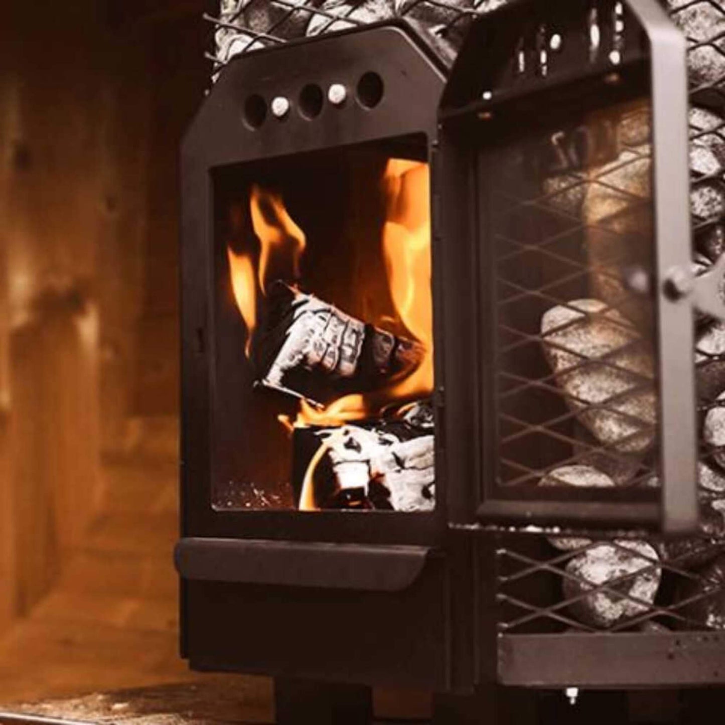 Cozy Heat O Floor Mount Wood-Burning Sauna Stove With Sauna Stones