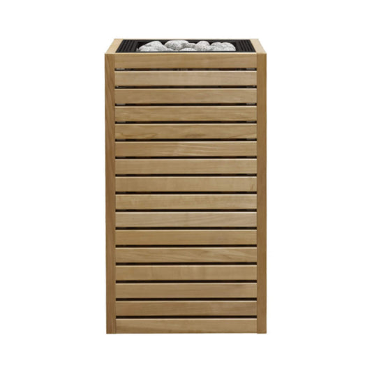 Calentador de sauna exterior de madera de álamo Huum Core Thermo-Aspen con controlador local UKU y piedras
