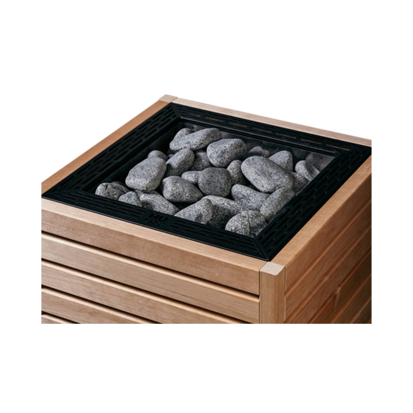 Calentador de sauna exterior de madera de álamo Huum Core Thermo-Aspen con controlador local UKU y piedras