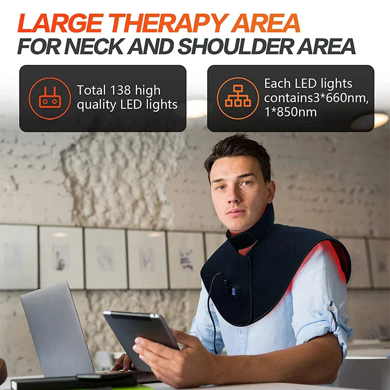 Envoltura de terapia de luz roja para aliviar el dolor de cuello y hombros