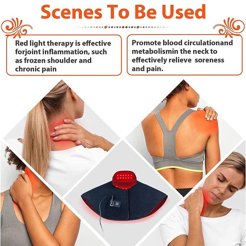 Envoltura de terapia de luz roja para aliviar el dolor de cuello y hombros