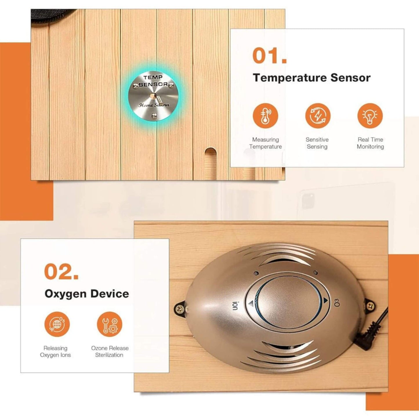 Sauna personal de lujo Thermora Valen para 2 personas, con calefacción por infrarrojos lejanos y bajo EMF, de madera, con vidrio templado panorámico, 2000 W