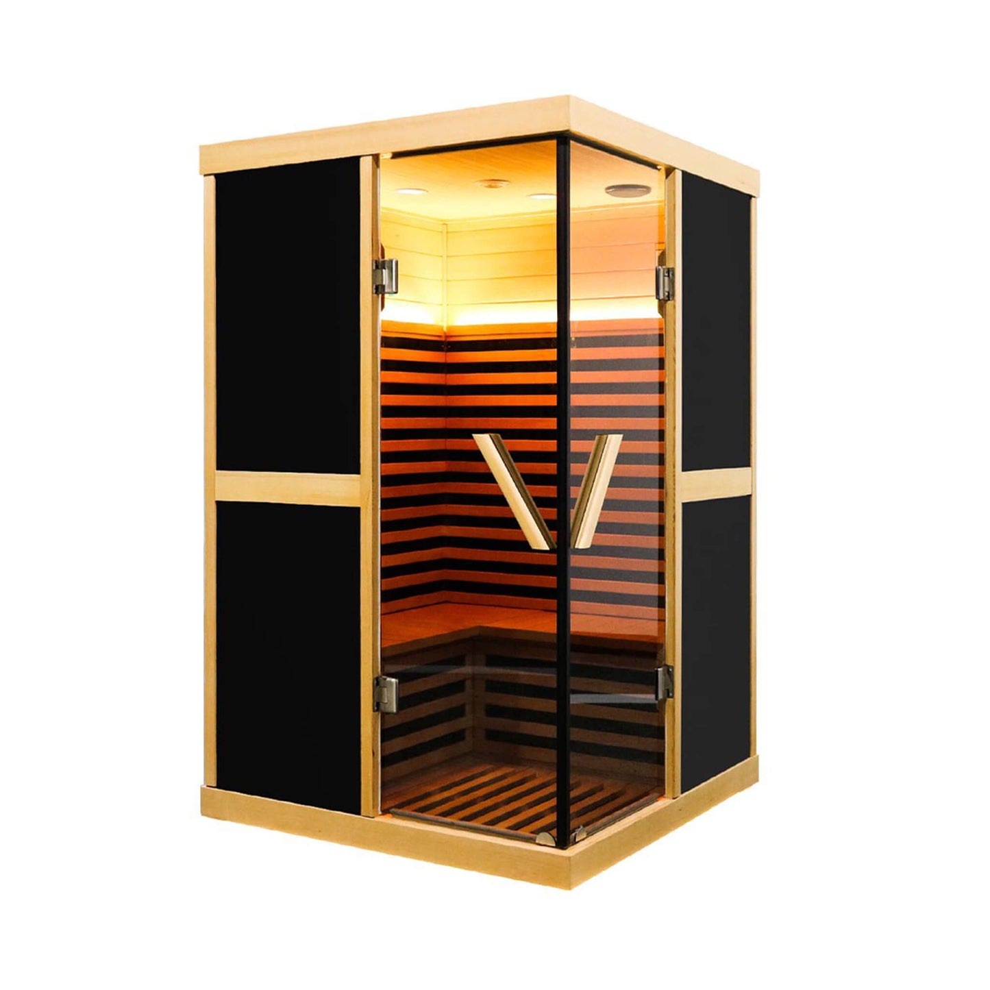 2-Person FAR Infrared Sauna Room – Premium V-Shape Design with Bluetooth & Glass Doors