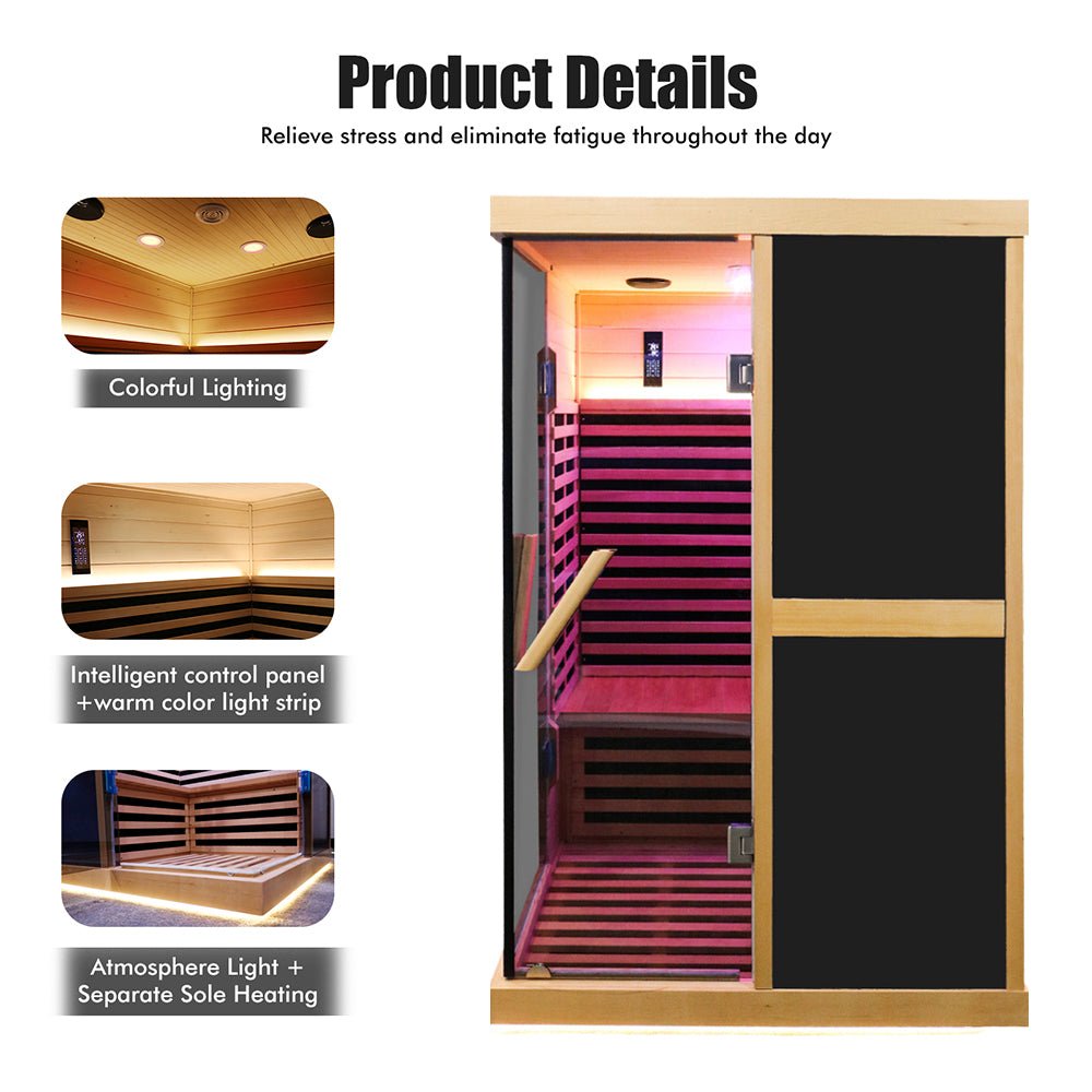 2-Person FAR Infrared Sauna Room – Premium V-Shape Design with Bluetooth & Glass Doors