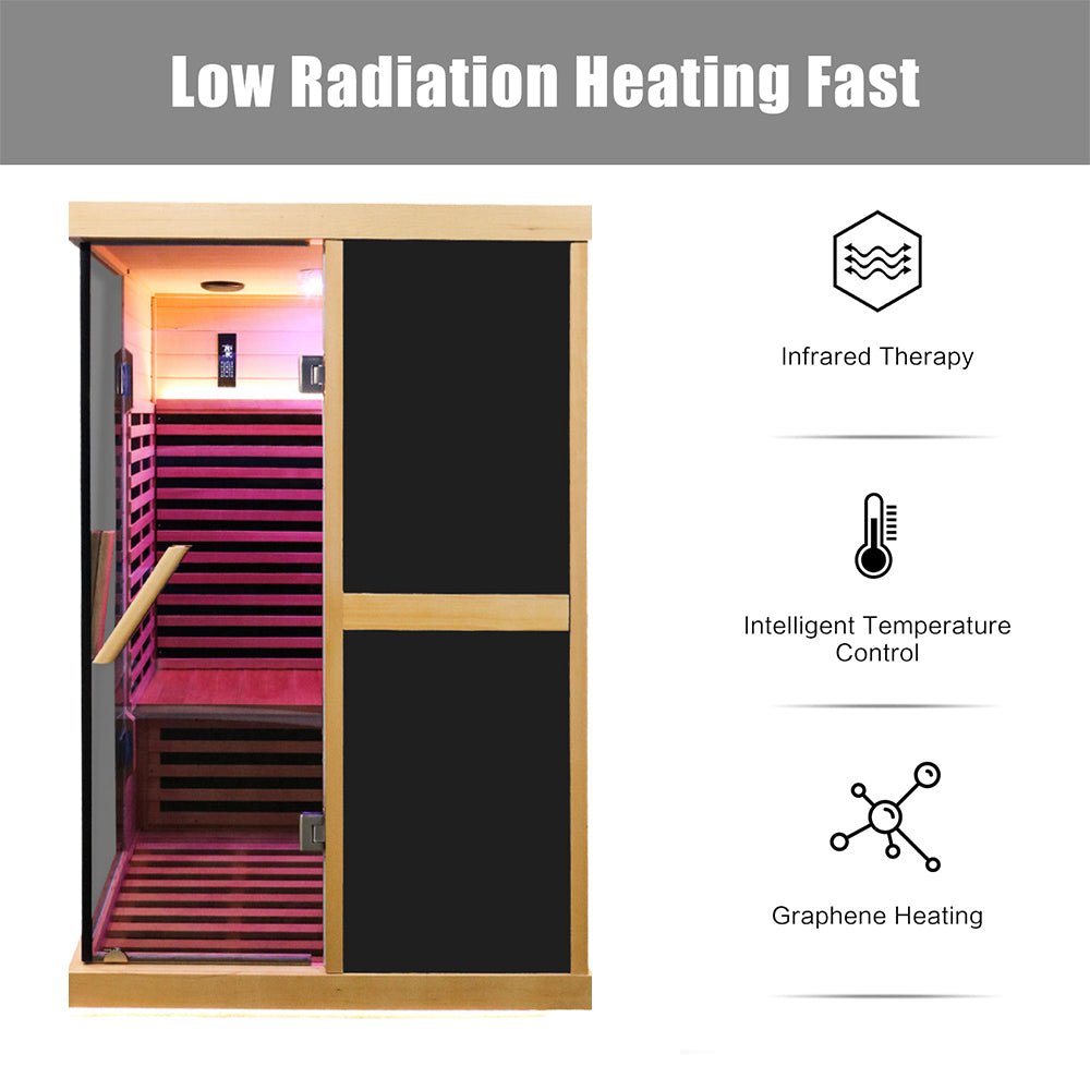 2-Person FAR Infrared Sauna Room – Premium V-Shape Design with Bluetooth & Glass Doors