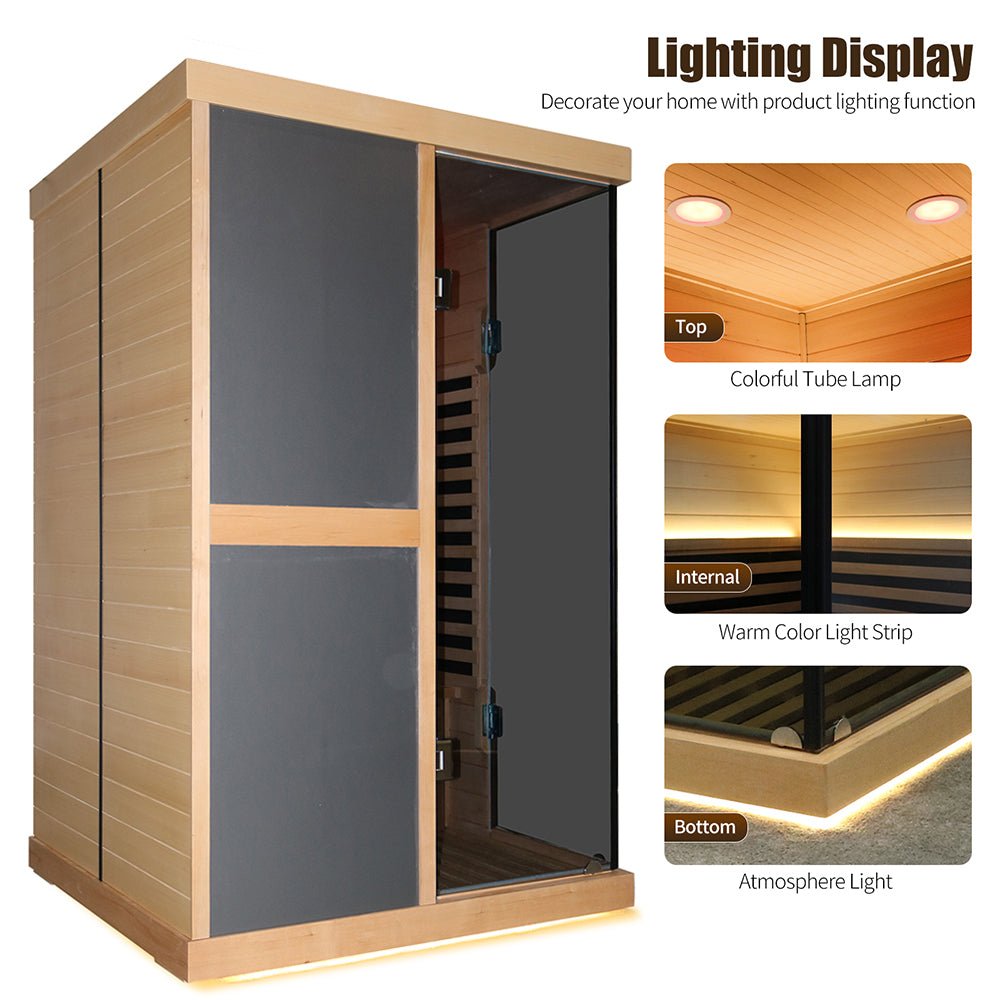 2-Person FAR Infrared Sauna Room – Premium V-Shape Design with Bluetooth & Glass Doors