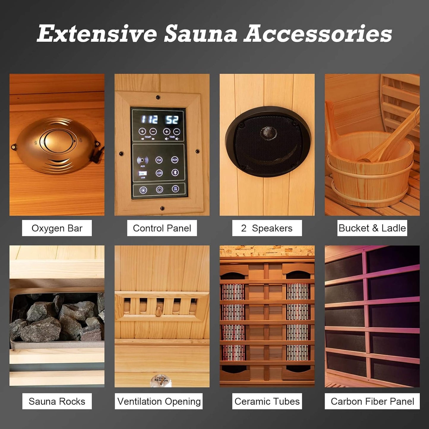 Sauna híbrida de interior Rövia Aurora™ para 3 personas