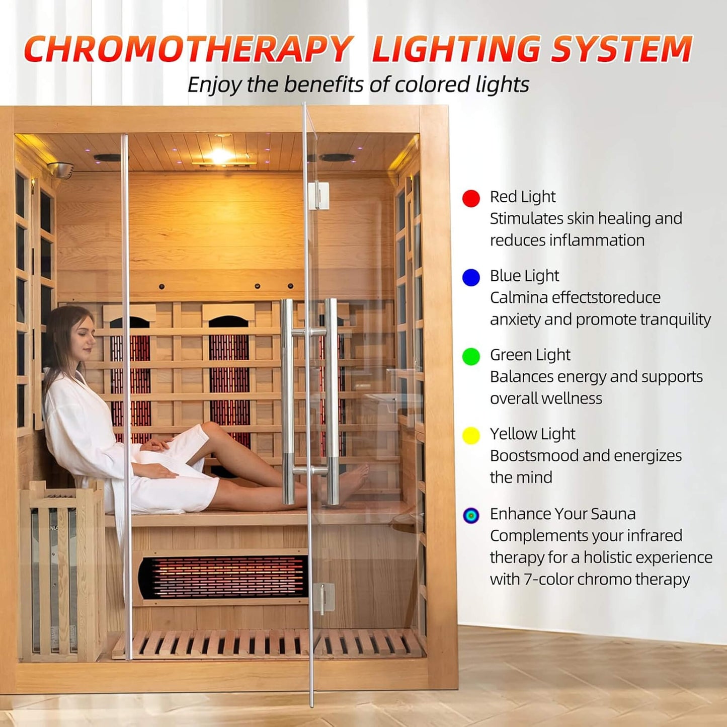 Sauna híbrida de interior Rövia Aurora™ para 3 personas