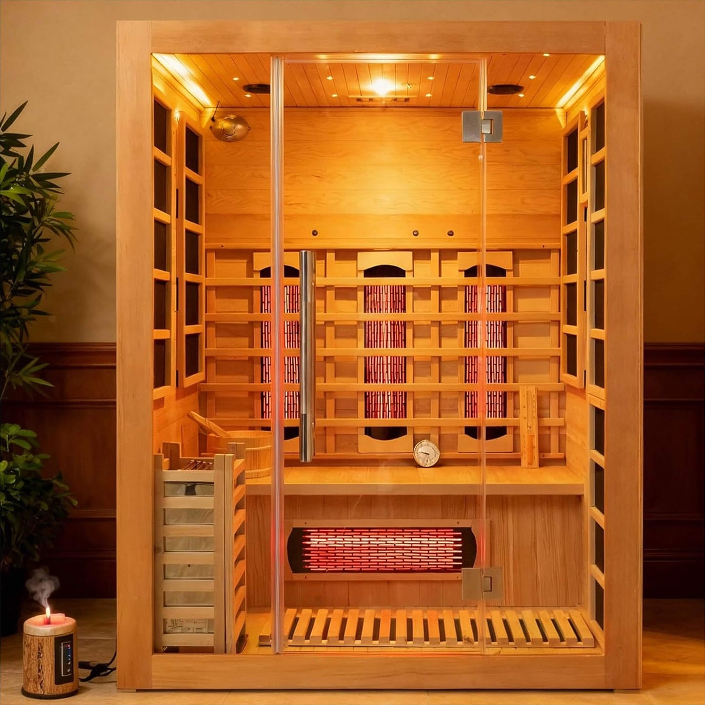 Sauna híbrida de interior Rövia Aurora™ para 3 personas