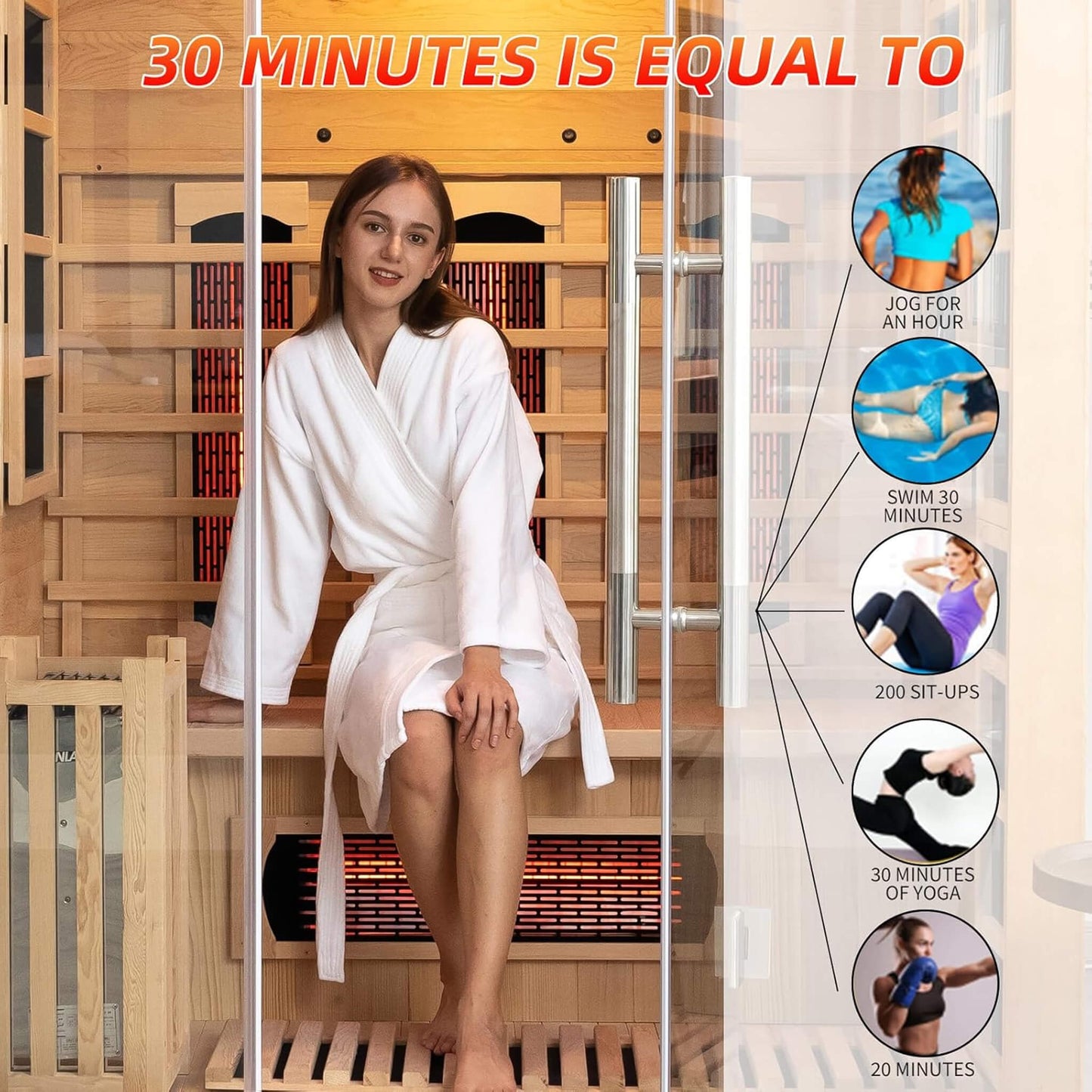 Sauna híbrida de interior Rövia Aurora™ para 3 personas