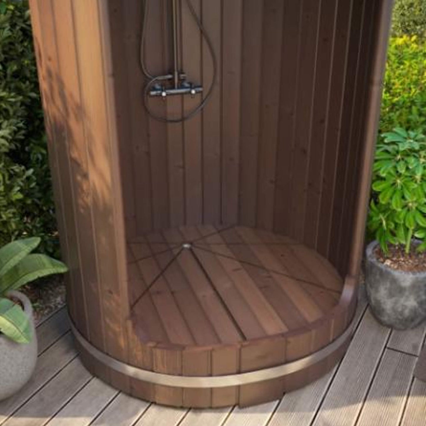 SaunaLife Model R3 Premium Barrel Outdoor Shower