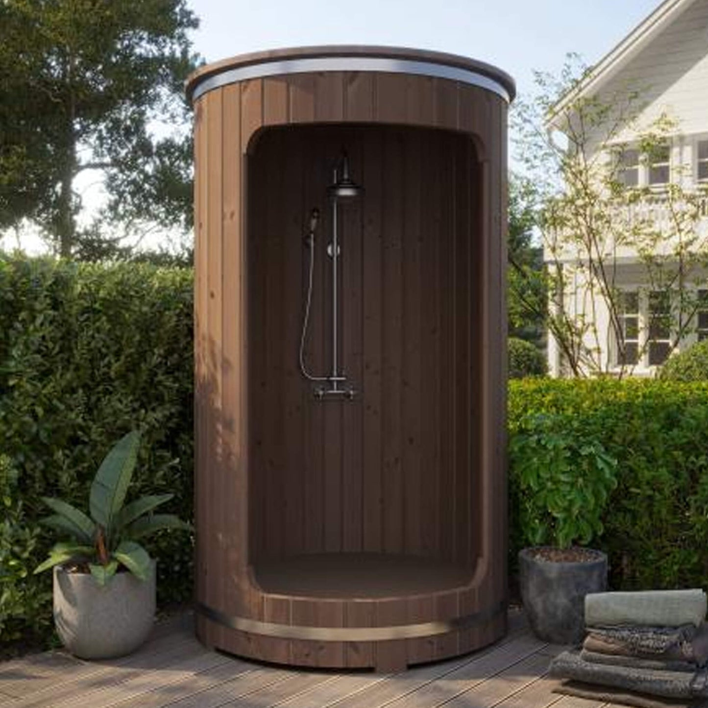 SaunaLife Model R3 Premium Barrel Outdoor Shower