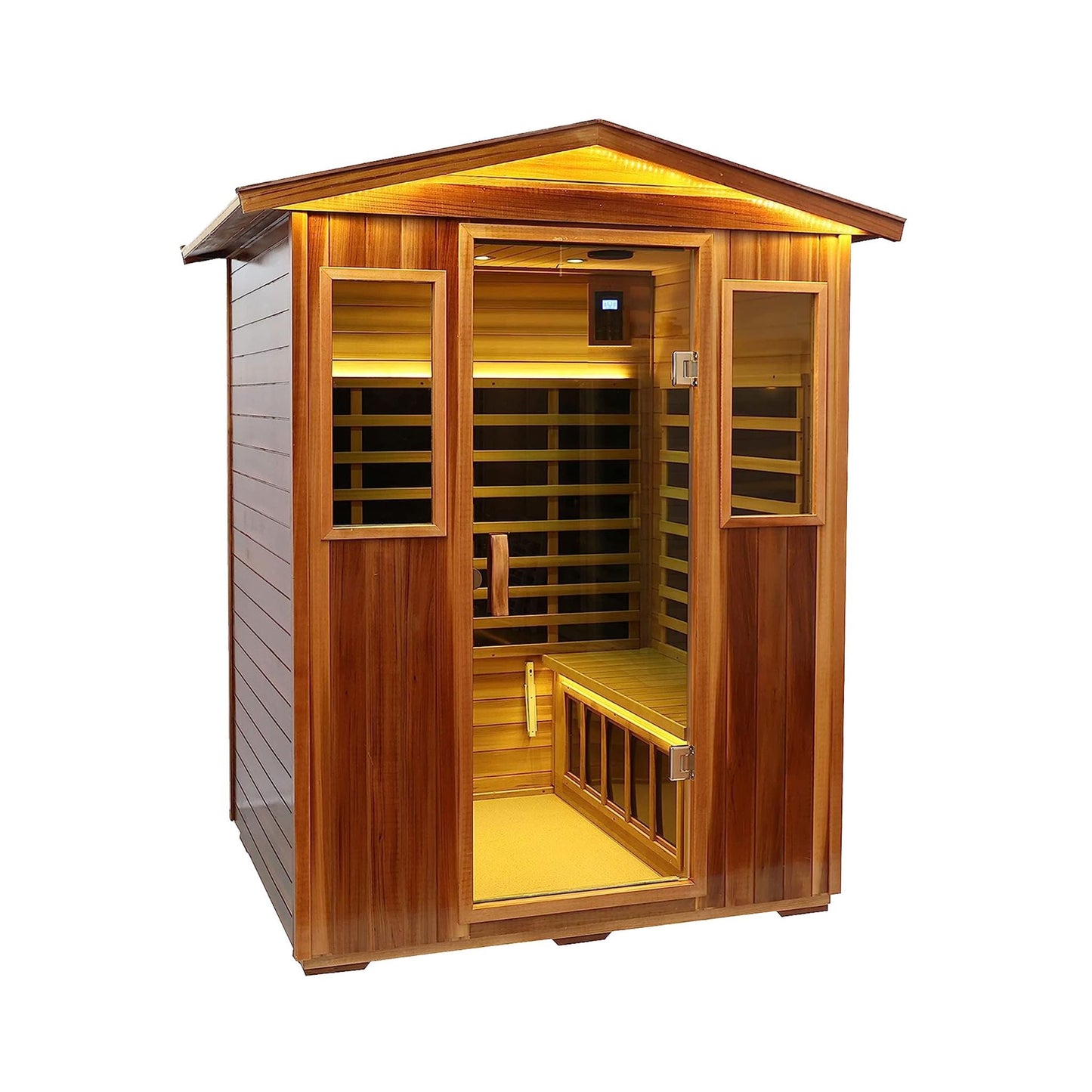 Sauna infrarroja de exterior Thermora Kairo para 4 personas con puerta de vidrio templado