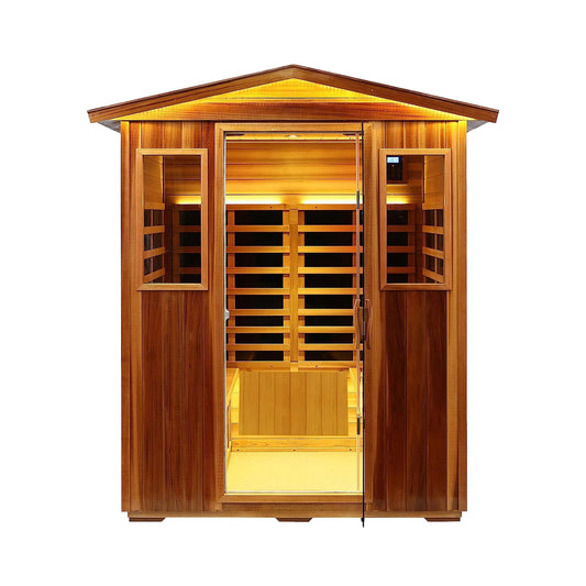 Sauna infrarroja de exterior Thermora Kairo para 4 personas con puerta de vidrio templado