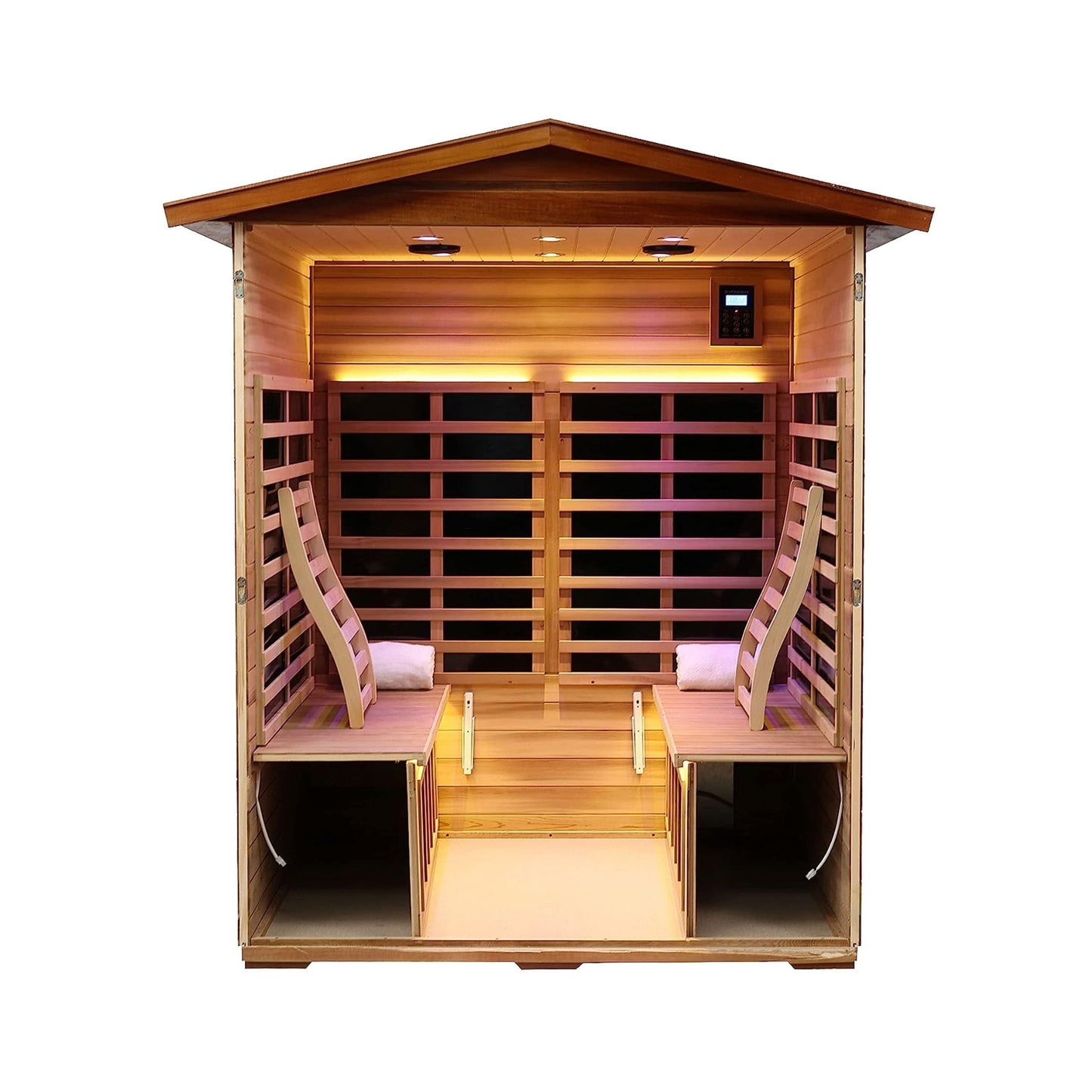 Sauna infrarroja de exterior Thermora Kairo para 4 personas con puerta de vidrio templado