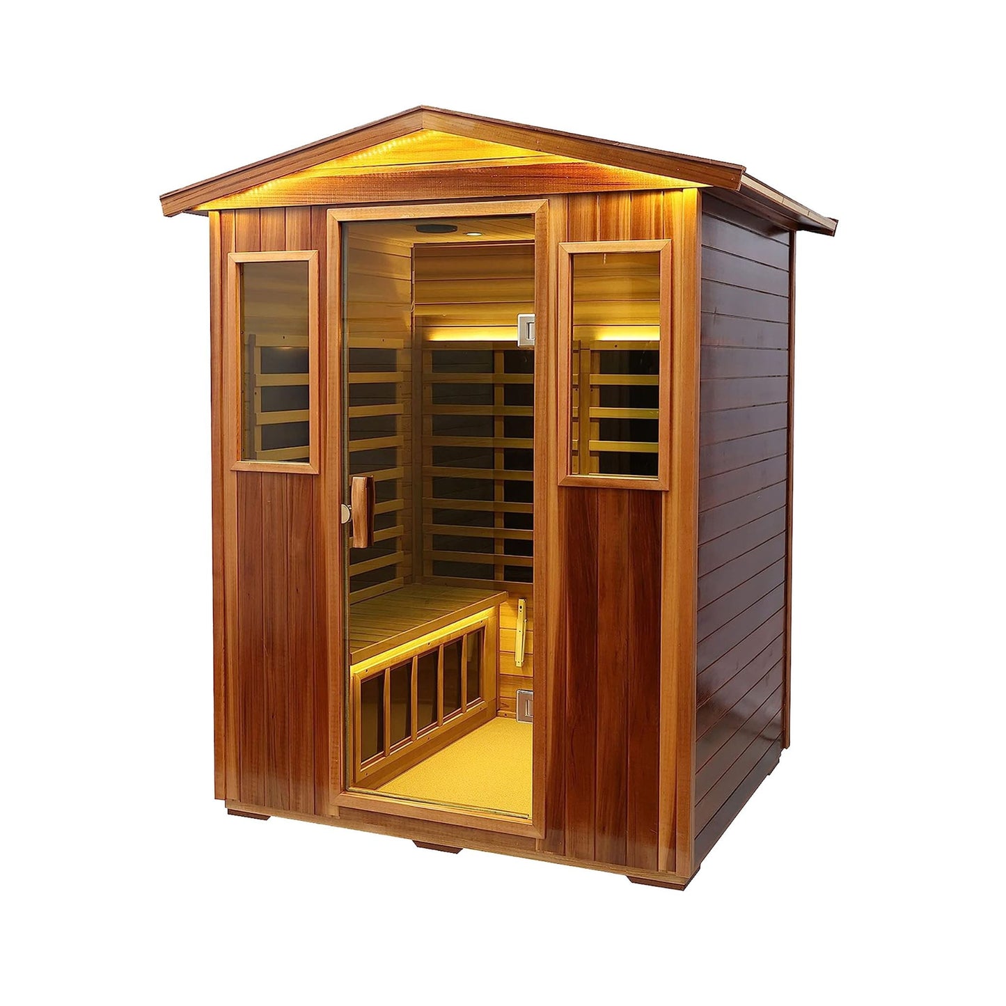 Sauna infrarroja de exterior Thermora Kairo para 4 personas con puerta de vidrio templado