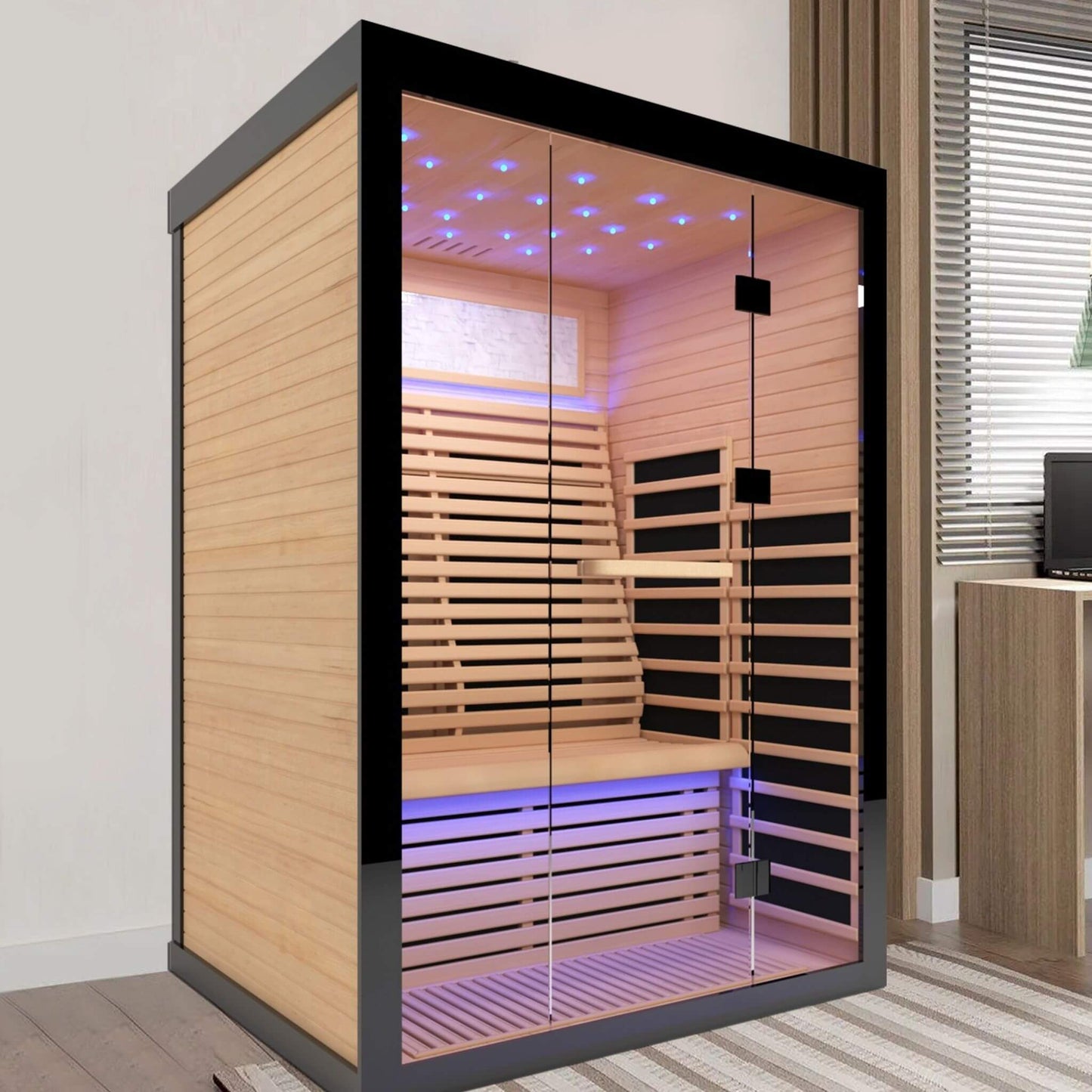 Sauna de infrarrojos lejanos de lujo para dos personas de cicuta canadiense Thermora