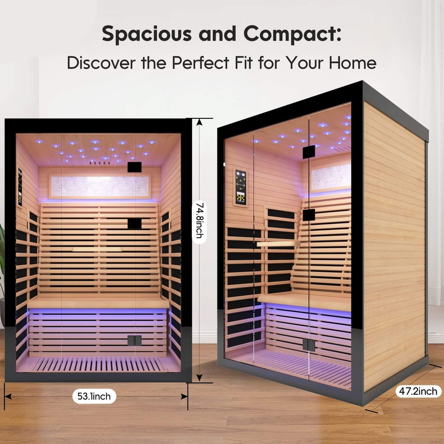 Sauna de infrarrojos lejanos de lujo para dos personas de cicuta canadiense Thermora