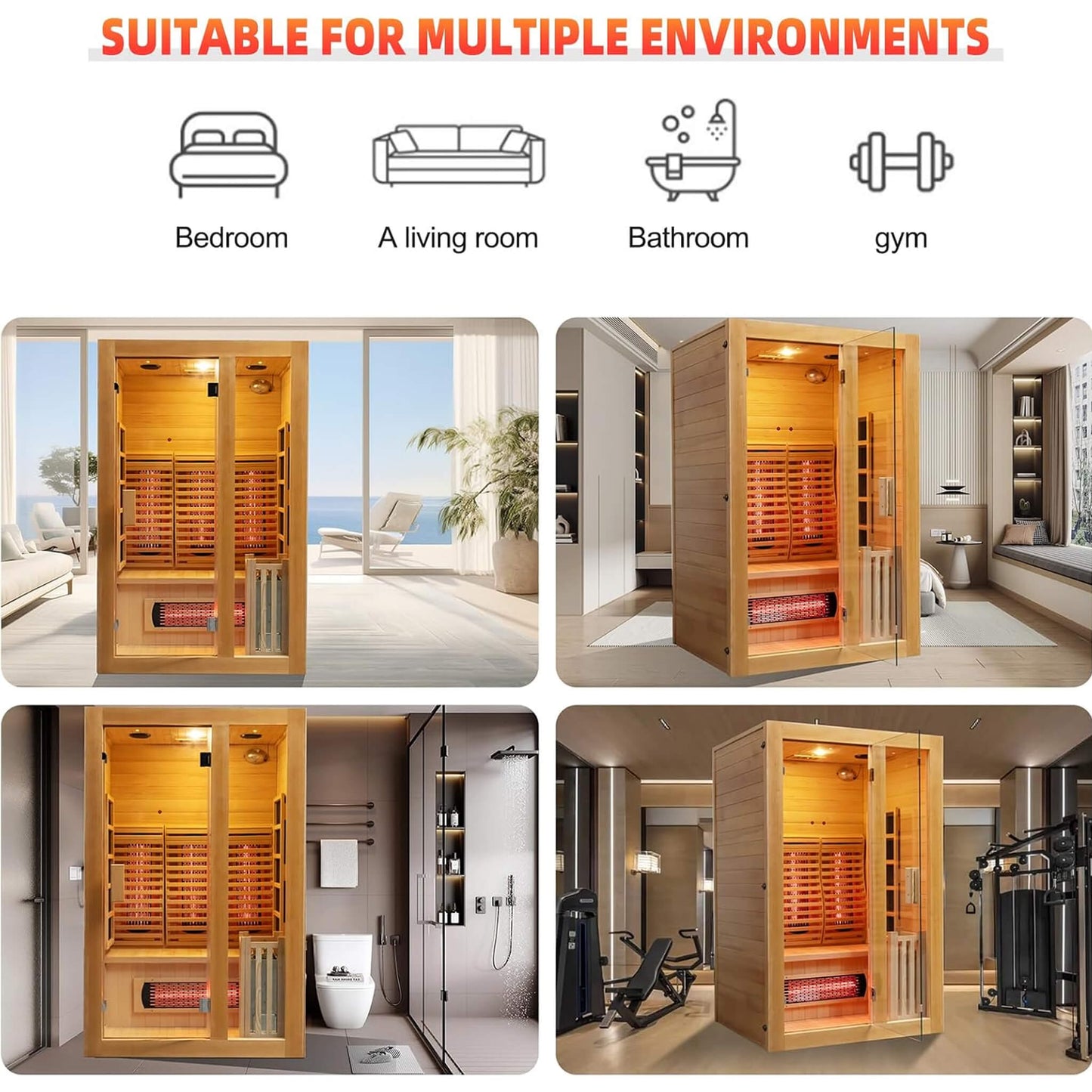 Sauna híbrida de interior para 2 personas Rövia Luma™